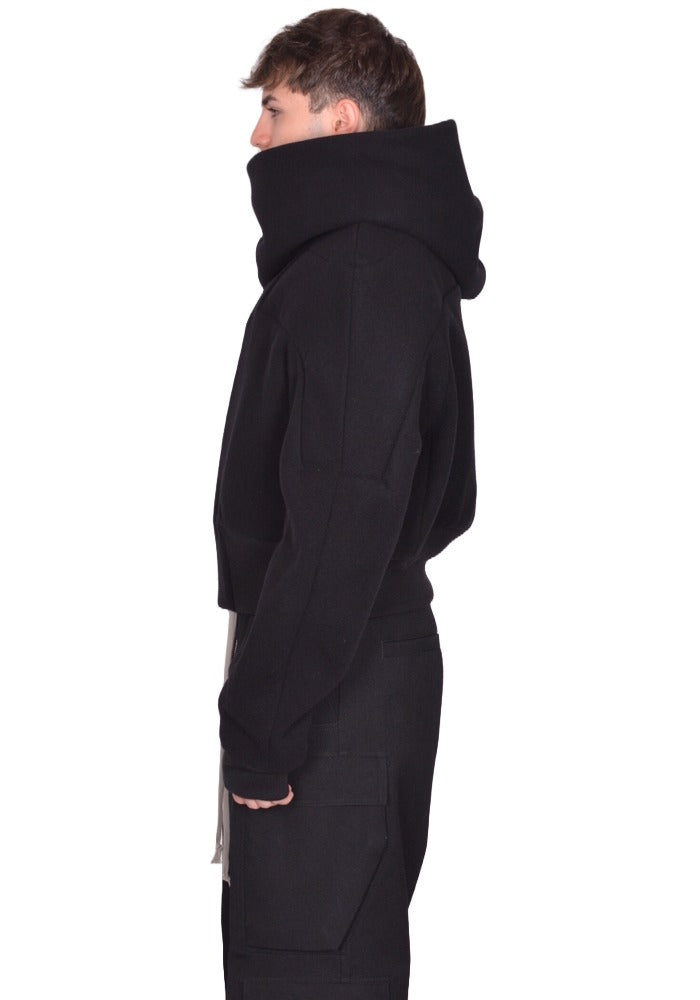 RICK OWENS CROPPED HOODED FLIGHT JACKET BLACK FW25 | DOSHABURI