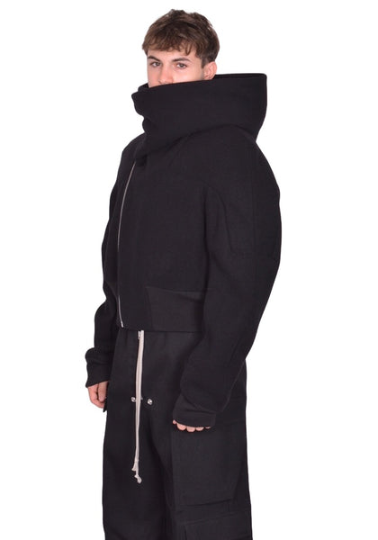 RICK OWENS CROPPED HOODED FLIGHT JACKET BLACK FW25 | DOSHABURI Shop
