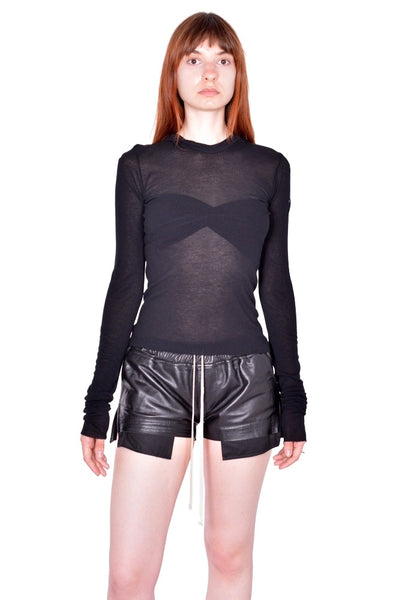 RICK OWENS CROPPED HOODED T-SHIRT BLACK FW26 | DOSHABURI Shop 