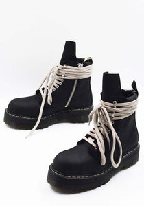 RICK OWENS DR. MARTENS UNISEX 1460 QUAD SOLE MEGALACE BOOTS BLACK