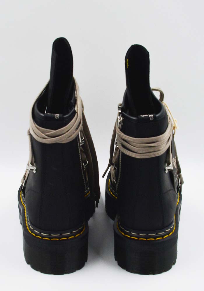 RICK OWENS DR. MARTENS UNISEX 1460 QUAD SOLE MEGALACE BOOTS BLACK