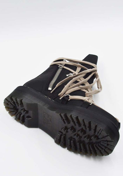 RICK OWENS DR. MARTENS WOMENS 1460 QUAD SOLE MEGALACE BOOTS BLACK FW25