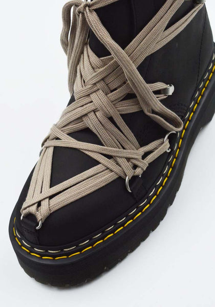 RICK OWENS DR. MARTENS WOMENS 1460 QUAD SOLE MEGALACE BOOTS BLACK FW25