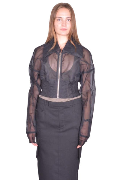 RICK OWENS DRACUCOLLAR CROPPED BLACK SS26 | DOSHABURI Online Shop