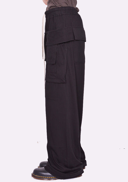 RICK OWENS DRKSHDW CREATCH WIDE CARGO PANTS BLACK SS25 | DOSHABURI Shop