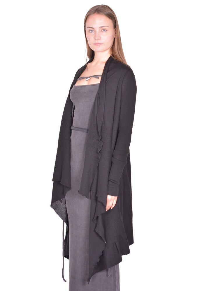 DOSHABURI通販｜RICK OWENS LONG WRAP KNIT CARDIGAN BLACK SS26