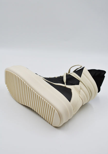RICK OWENS MEGA BUMPER GEOBASKET SNEAKERS BLACK/MILK FW26 | DOSHABURI