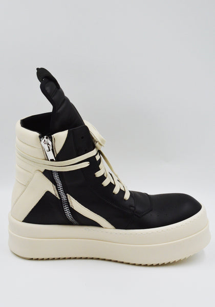 RICK OWENS MEGA BUMPER GEOBASKET SNEAKERS BLACK/MILK SS26 | DOSHABURI Shop