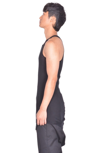 RICK OWENS MEN BASIC RIB TANKTOP BLACK FW26 | DOSHABURI Online Shop