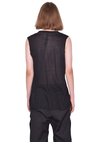 RICK OWENS MEN BASIC SLEEVELESS T-SHIRT BLACK FW25 | DOSHABURI Shop