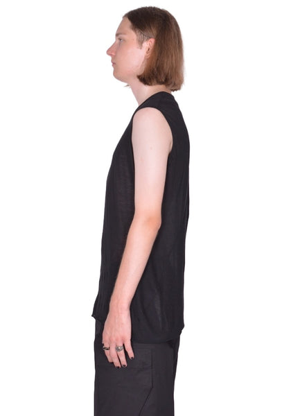 RICK OWENS MEN BASIC SLEEVELESS T-SHIRT BLACK FW25 | DOSHABURI Shop