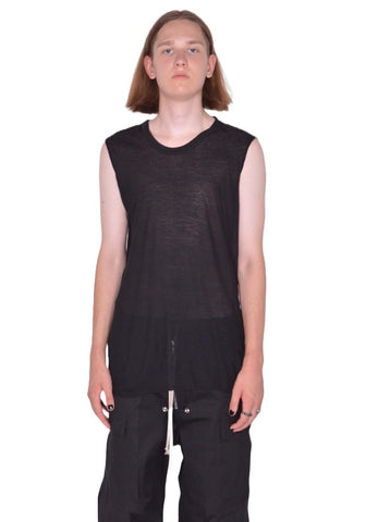 RICK OWENS MEN BASIC SLEEVELESS T-SHIRT BLACK SS26 | DOSHABURI Shop