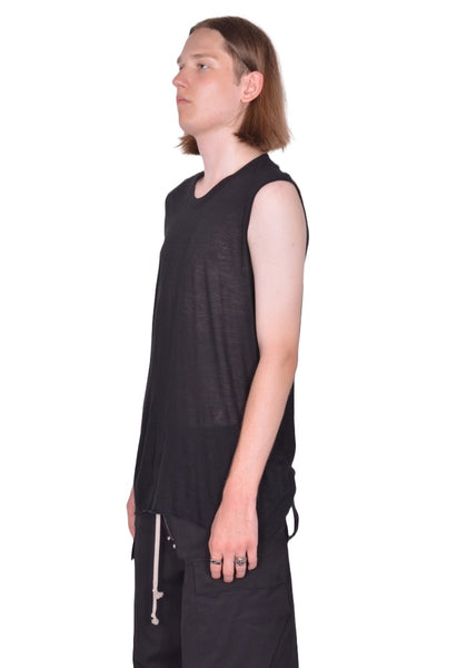 RICK OWENS MEN BASIC SLEEVELESS T-SHIRT BLACK SS26 | DOSHABURI Shop