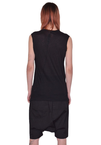 RICK OWENS MEN BASIC SLEEVELESS T-SHIRT BLACK SS26 | DOSHABURI Shop
