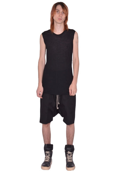 RICK OWENS MEN BASIC SLEEVELESS T-SHIRT BLACK SS26 | DOSHABURI Shop