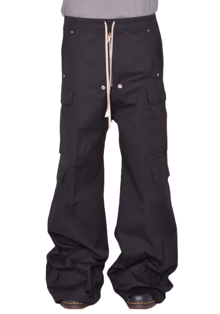 RICK OWENS MEN CARGO BELAS WIDE PANTS BLACK FW25 | DOSHABURI Shop