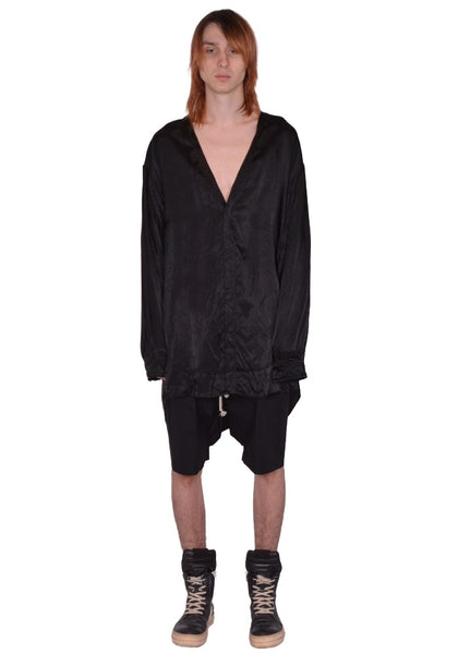 RICK OWENS MEN CONCORDIAN SHIRT BLACK SS26 | DOSHABURI Online Shop
