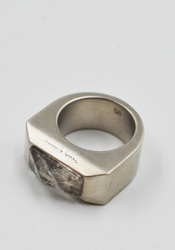 RICK OWENS MEN CRYSTAL PYRAMID RING PALLADIO FW25 | DOSHABURI Shop