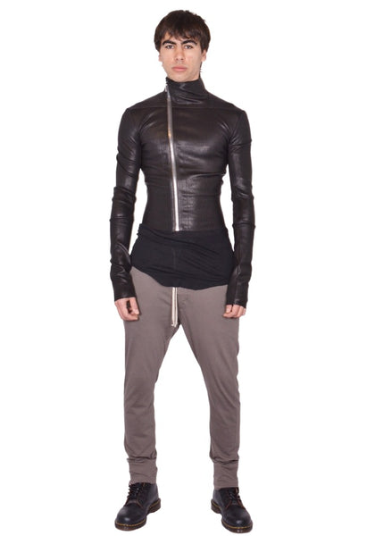 RICK OWENS MEN GARY LEATHER JACKET BLACK SS26 | DOSHABURI Shop