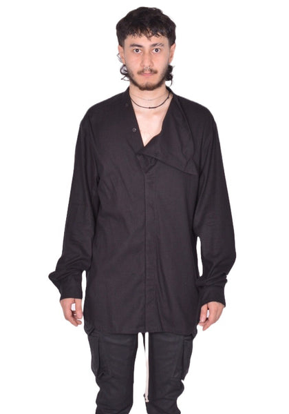 RICK OWENS MEN ISLAND SHIRT BLACK FW25 | DOSHABURI Online Shop