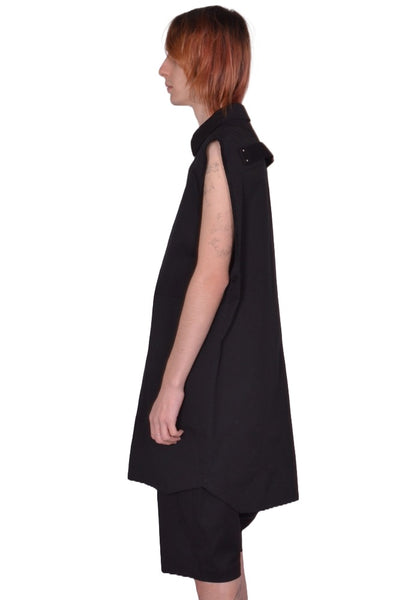 RICK OWENS MEN JUMBO SLEEVELESS OUTERSHIRT BLACK SS26 | DOSHABURI Shop