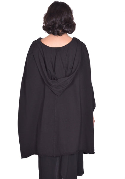RICK OWENS MEN KAFTAN HOODIE BLACK SS25 | DOSHABURI Online Shop