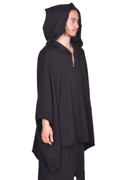 RICK OWENS MEN KAFTAN HOODIE BLACK SS25 | DOSHABURI Online Shop