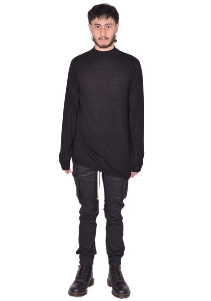 RICK OWENS MEN LEVEL LUPETTO KNIT SWEATER BLACK FW25 | DOSHABURI Shop