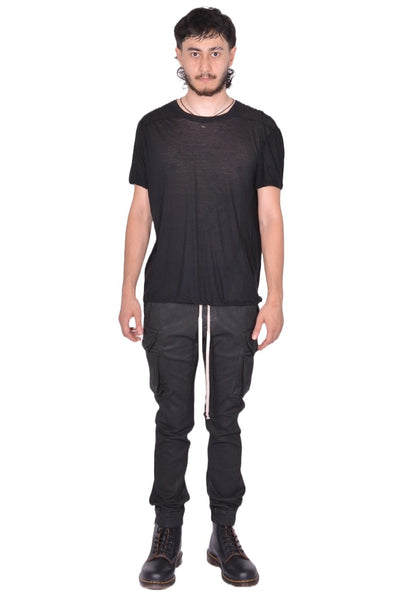 RICK OWENS MEN SHORT LEVEL T-SHIRT BLACK SS26 | DOSHABURI Shop