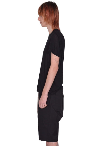 RICK OWENS MEN SHORT LEVEL T-SHIRT BLACK SS26 | DOSHABURI Shop