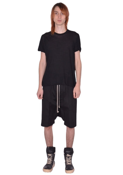 RICK OWENS MEN SHORT LEVEL T-SHIRT BLACK SS26 | DOSHABURI Shop