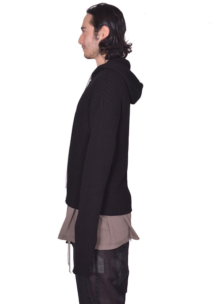 RICK OWENS MEN ZIPPED HOODIE BLACK SS25 | DOSHABURI Online Shop