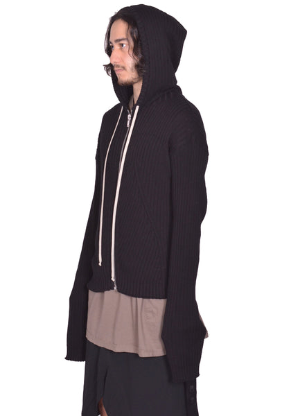 RICK OWENS MEN ZIPPED HOODIE BLACK SS25 | DOSHABURI Online Shop