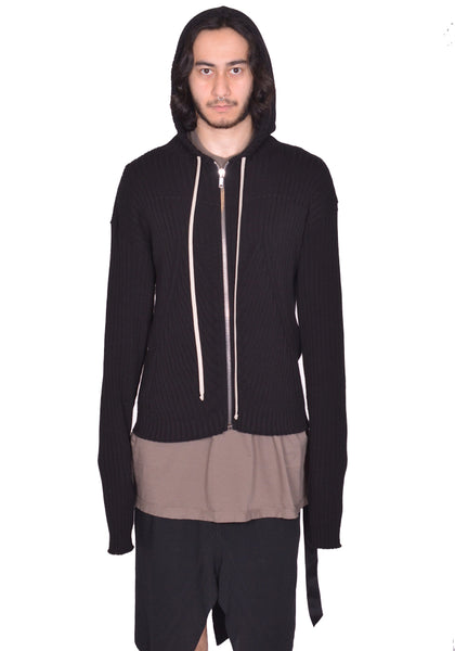 RICK OWENS MEN ZIPPED HOODIE BLACK SS25 | DOSHABURI Online Shop