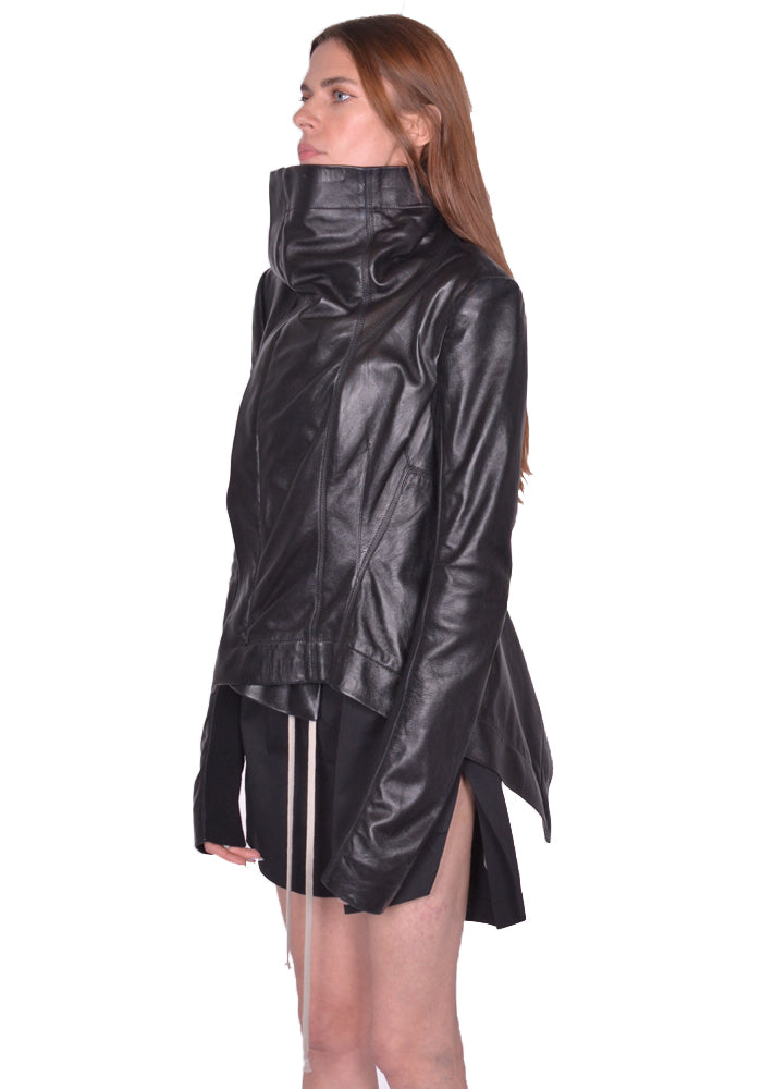 RICK OWENS NASKA BIKER LEATHER JACKET BLACK SS25 | DOSHABURI Shop