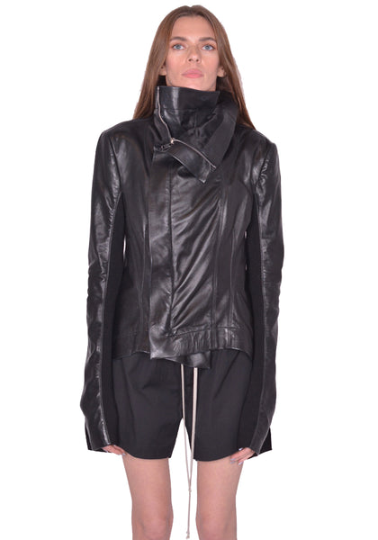 RICK OWENS NASKA BIKER LEATHER JACKET BLACK SS25 | DOSHABURI Shop