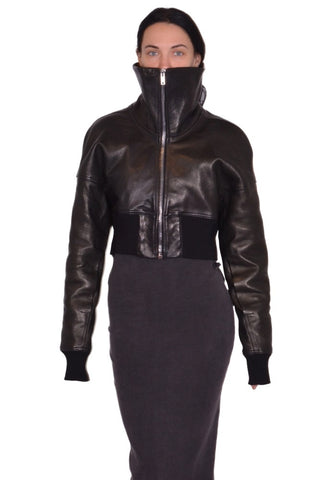 RICK OWENS PADDED BOMBER LEATHER JACKET BLACK FW25 | DOSHABURI Shop