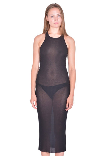 RICK OWENS RP01F6549 RC TANK DRESS BLACK SS26 | DOSHABURI Online Shop