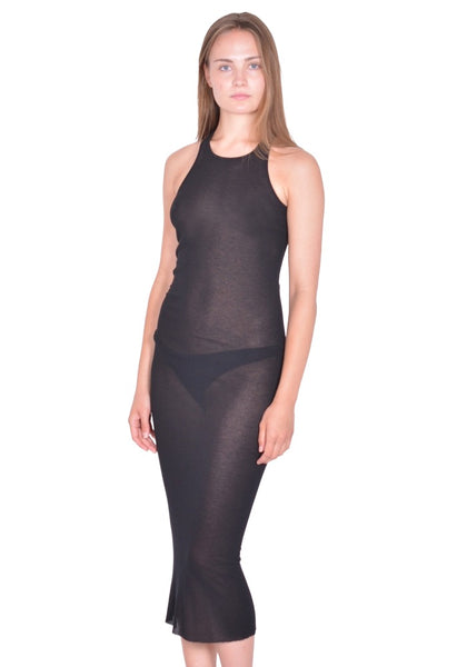 RICK OWENS RP01F6549 RC TANK DRESS BLACK SS26 | DOSHABURI Online Shop