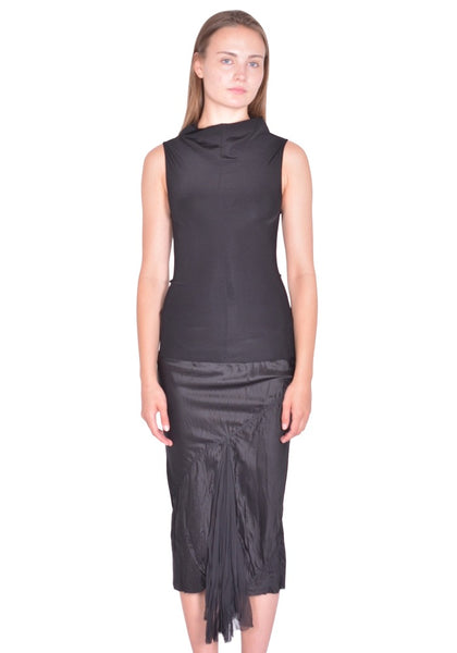 RICK OWENS SLICED DRESS BLACK SS26 | DOSHABURI Online Shop