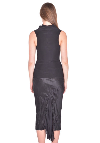 RICK OWENS SLICED DRESS BLACK SS26 | DOSHABURI Online Shop