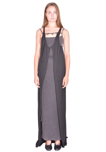RICK OWENS SLICED PONY TANK LONG BLACK SS26 | DOSHABURI Online Shop