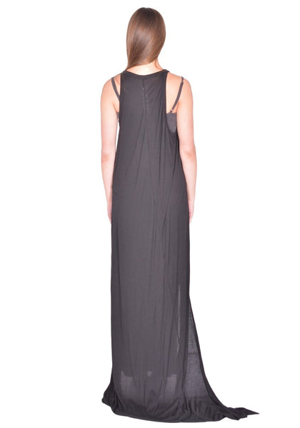 RICK OWENS SLICED PONY TANK LONG BLACK SS26 | DOSHABURI Online Shop