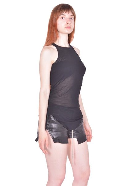 RICK OWENS WOMEN BASIC RIB TANK BLACK FW26 | DOSHABURI Shop