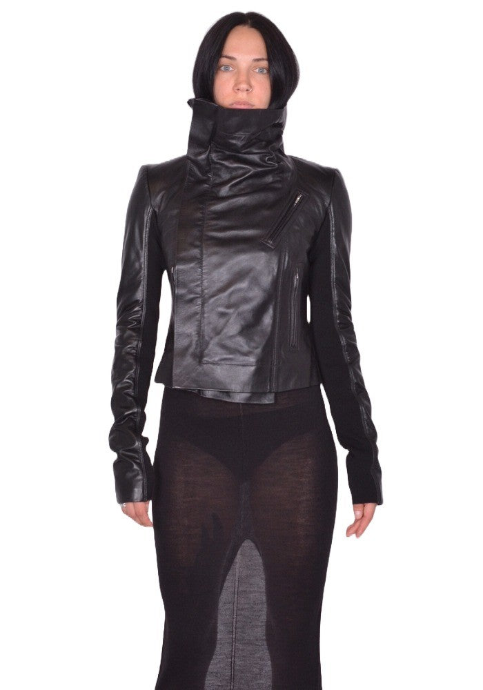 RICK OWENS WOMEN CLASSIC LEATHER JACKET BLACK FW25 | DOSHABURI Shop