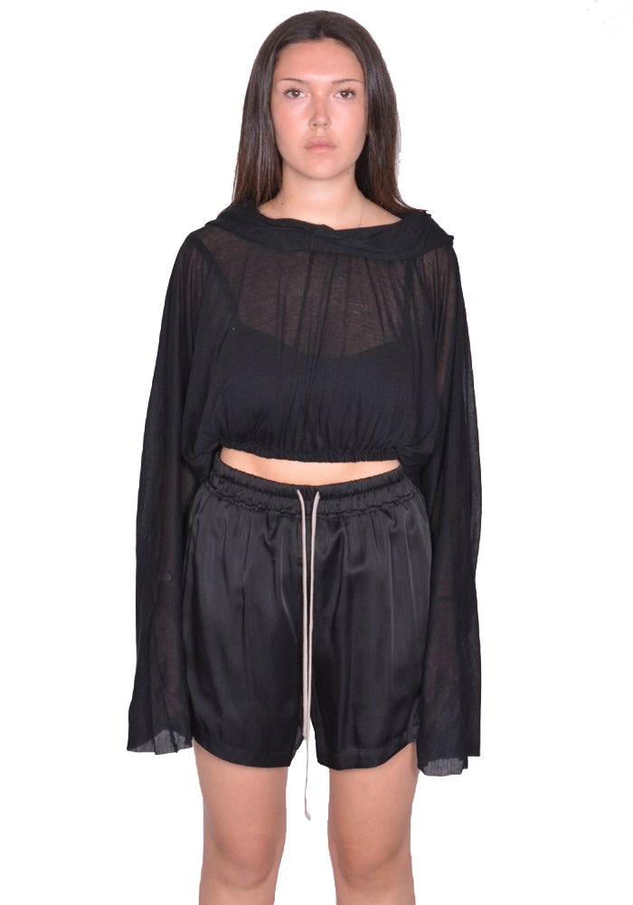 DOSHABURI通販｜RICK OWENS WOMEN CROPPED HOODED TUNIC BLACK