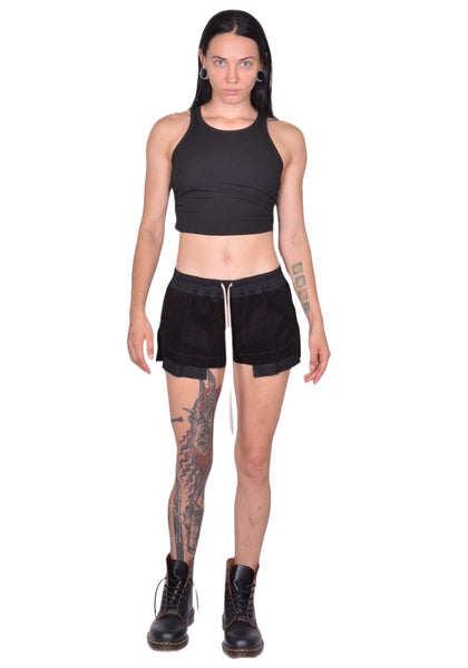 RICK OWENS WOMEN FOG BOXER SHORTS BLACK FW25 | DOSHABURI Online Shop
