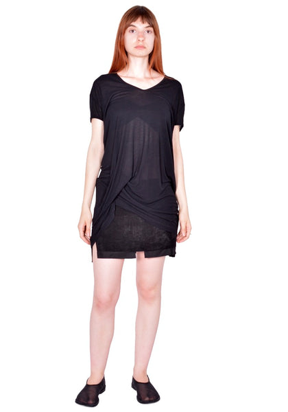 RICK OWENS WOMEN HIKED T-SHIRT BLACK FW26 | DOSHABURI Online Shop