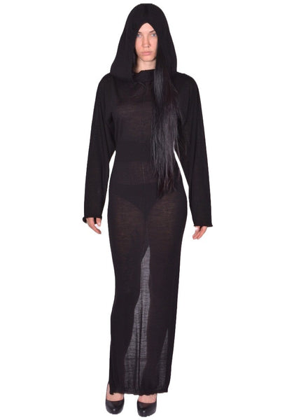 RICK OWENS WOMEN HOODED DRESS BLACK FW25 | DOSHABURI Online Shop