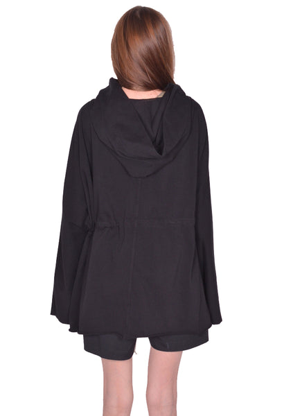 RICK OWENS WOMEN HOODED TUNIC BLACK SS25 | DOSHABURI Omline Shop
